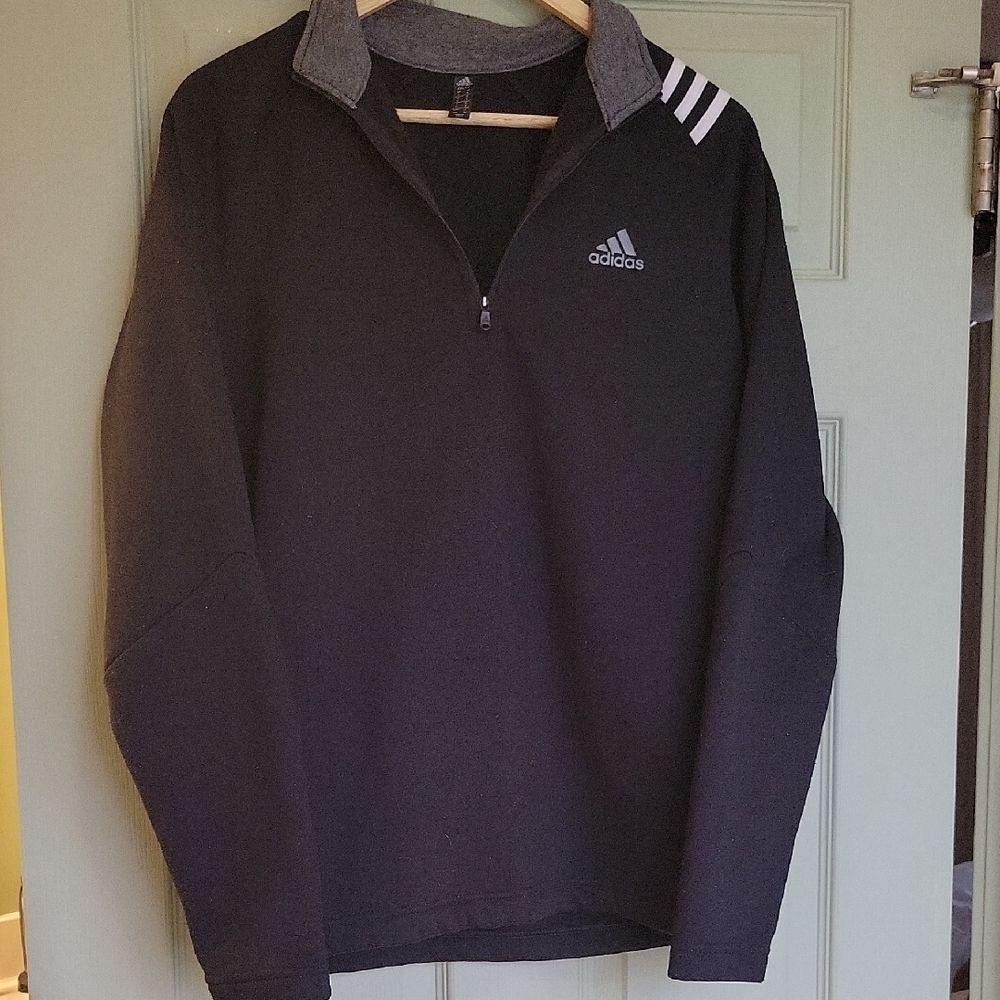 Adidas Men's Black Athleisure Quater Zip-Up Sweater Old Money Golf Size S